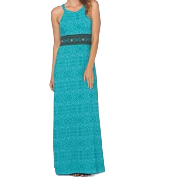 Prana Dresses & Skirts - PRANA Women's Teal Skye High Neck Maxi Boho Dress ~ Ladies Size Medium